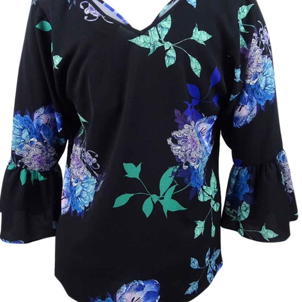 City Chic floral print bell sleeves blouse size 20 - Picture 2 of 3